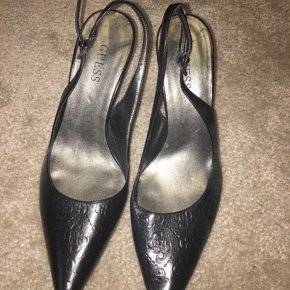 Guess embossed slingback pumps
